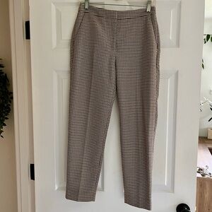 H&M Women’s Houndstooth Checkered Dress Pants Size 4 Tan Yellow Maroon Black